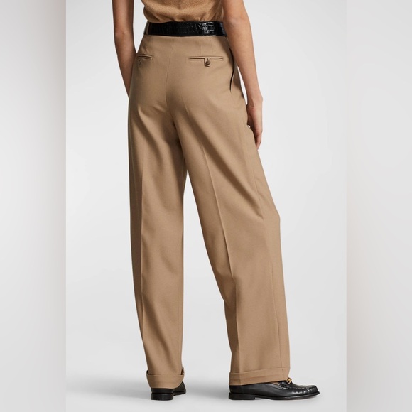 Ralph Lauren Tan Wool Blend Wide Leg Women's Pants Size 14 - Picture 4 of 8